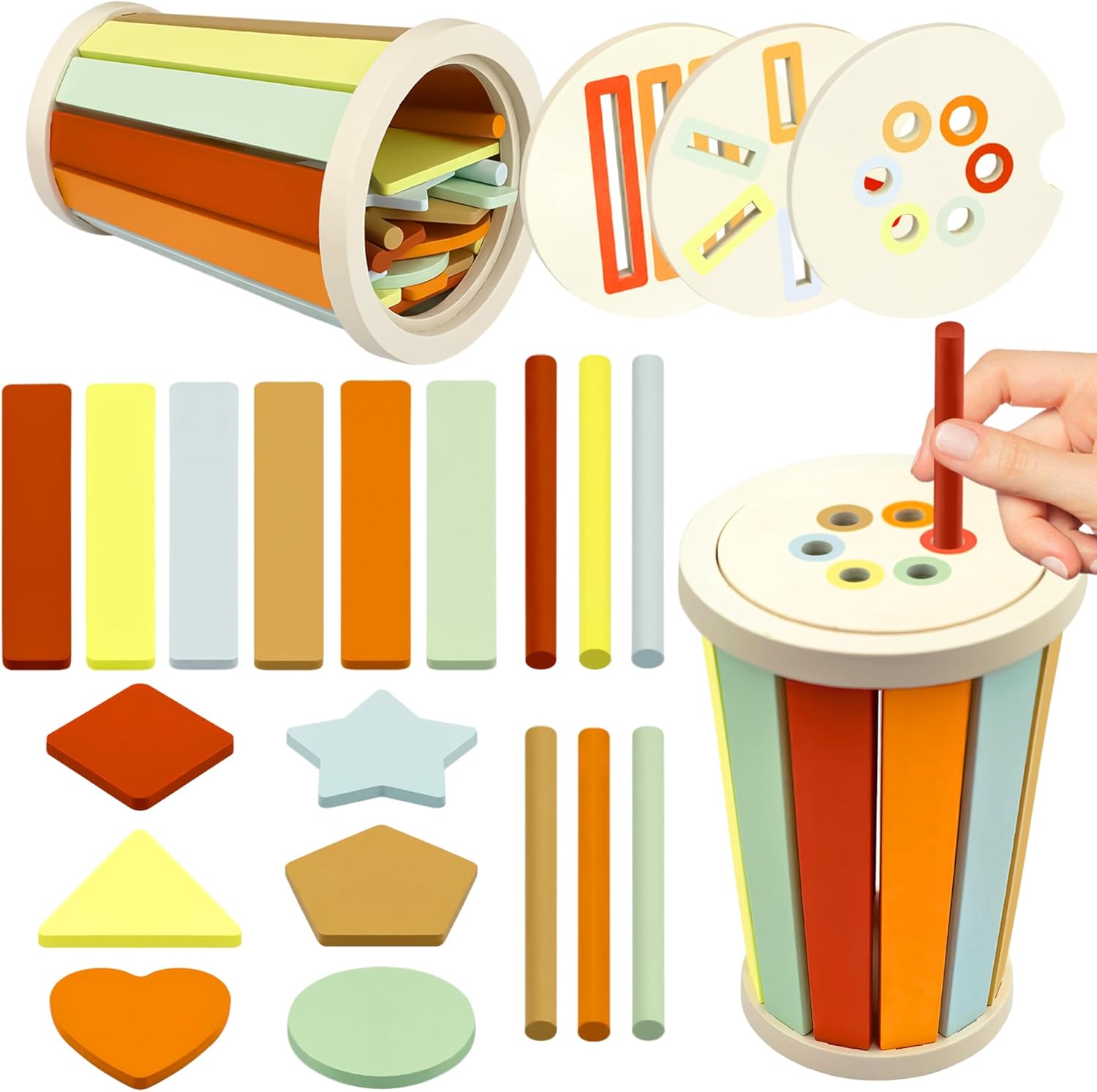Detalle de Montessori Giocattoli 3 in 1 per bambini da 1 anno: sviluppo motricità e riconoscimento forme e colori