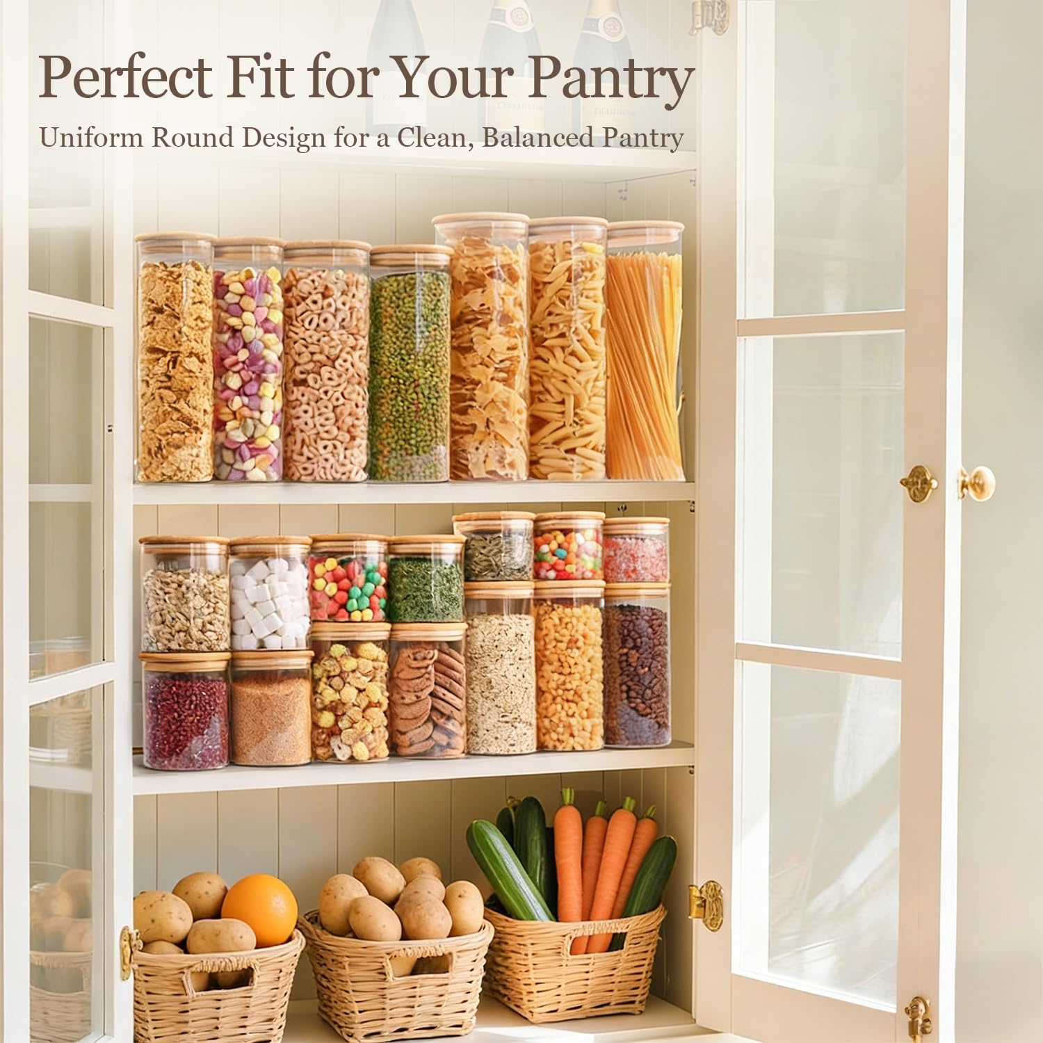 Thumbnail 2 de ComSaf Glass Storage Containers with Lids (0.6qt/1qt/1.5qt) Set of 6 — Airtight Pantry Glass Jars