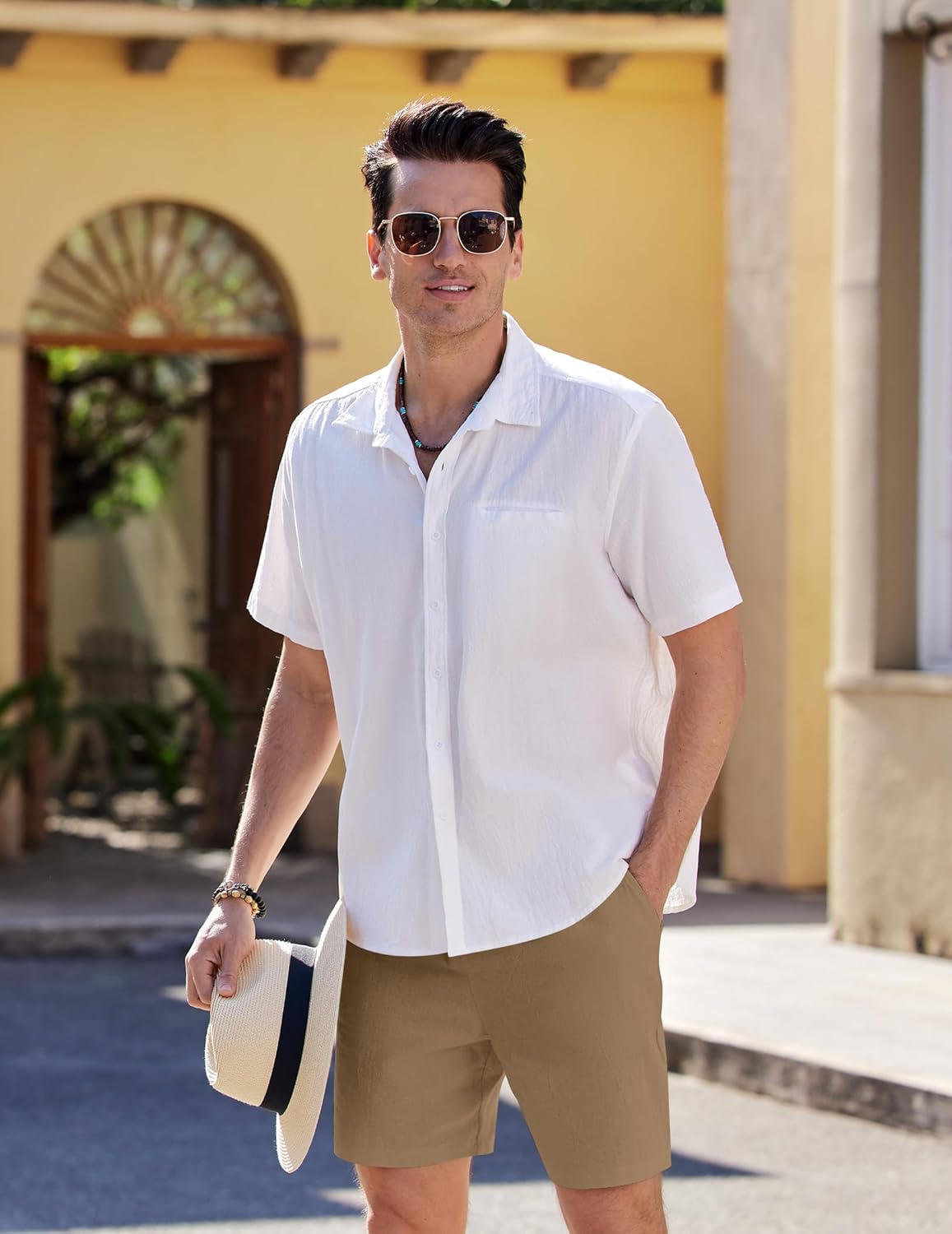 Detalle de COOFANDY Shorts Homme Décontracté en coton – plage et quotidiennes