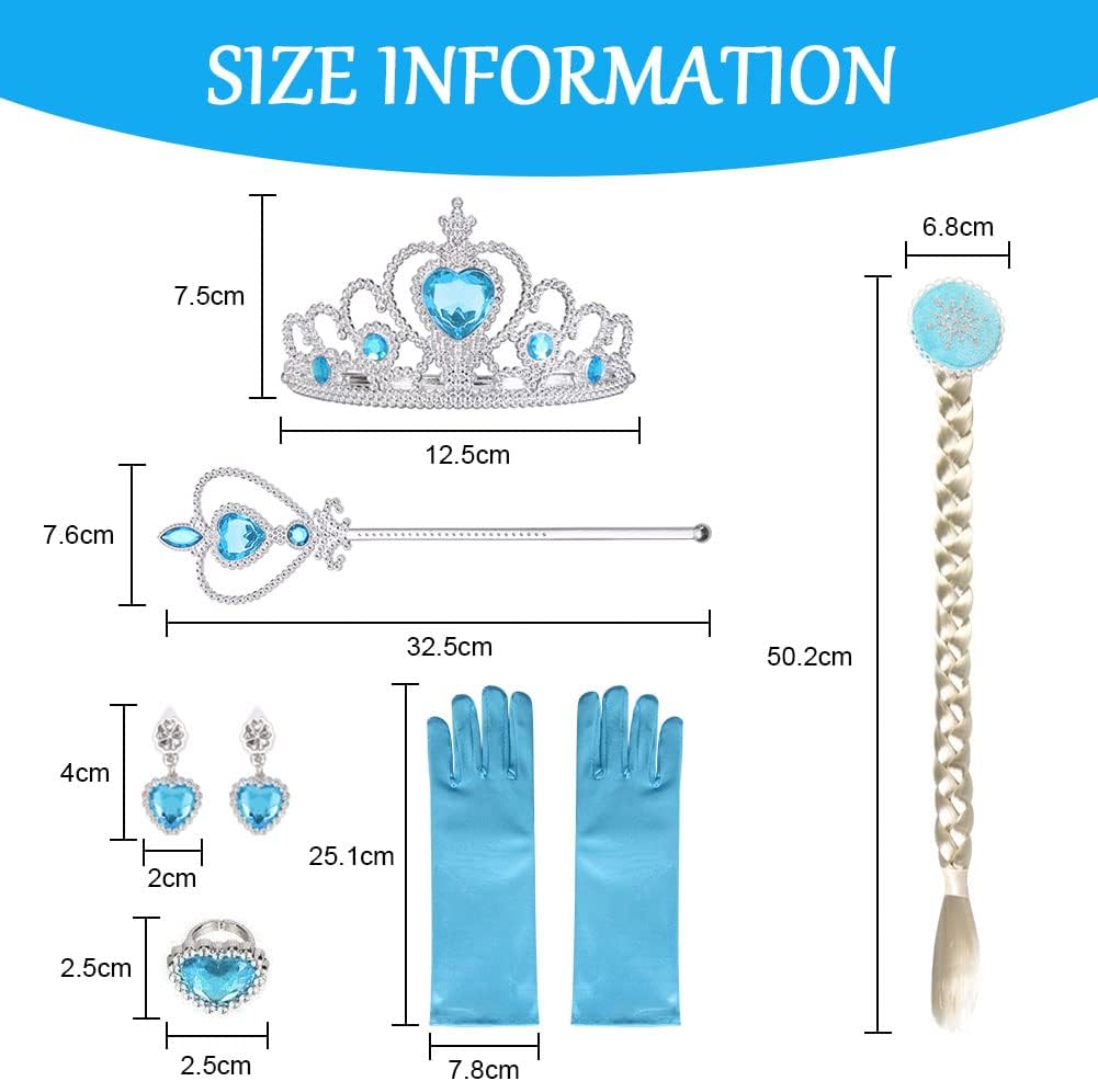 Detalle 2 de Vicloon Elsa Costume da Principessa per ragazze, 5 pezzi
