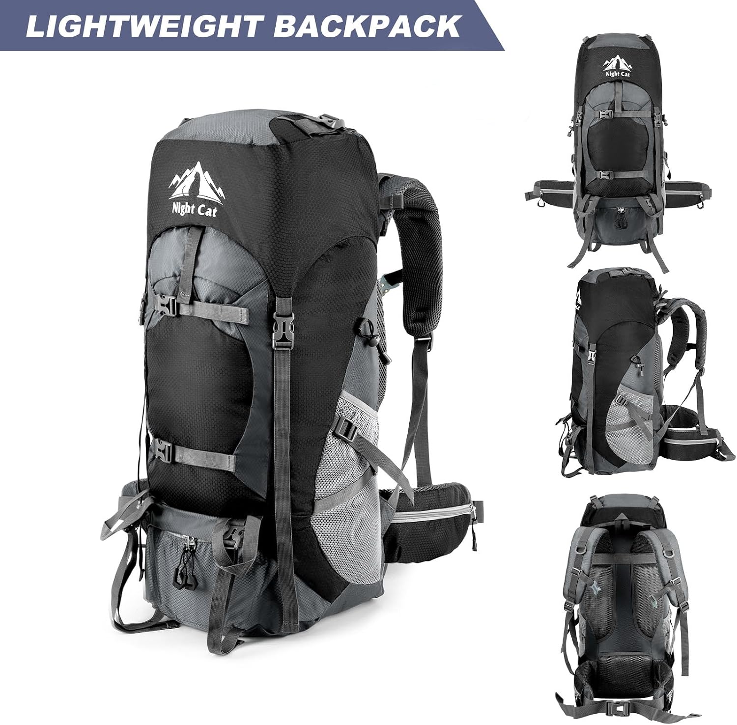 Detalle de Night Cat zaino da trekking 70L per escursionismo e viaggio
