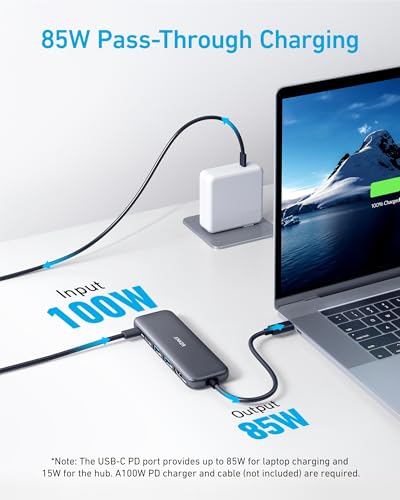 Detalle de Anker USB C Hub (5-in-1) — USBC to HDMI Splitter with 4K Display, 85W Pass-Through