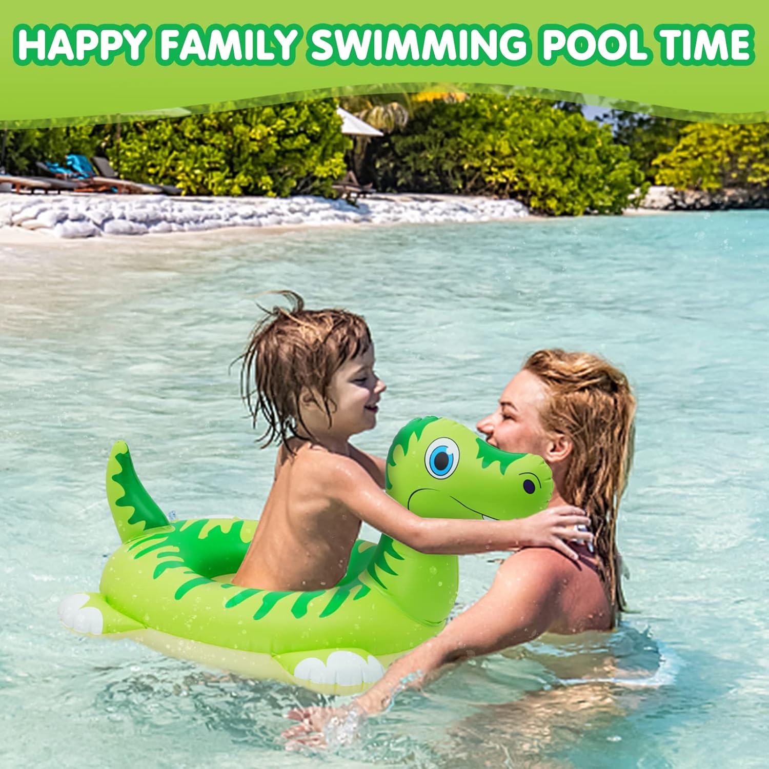 Thumbnail 1 de Yellcetoy Dinosaur Pool Inflatable for Kids – Durable Swim Ring with Tail Sounds