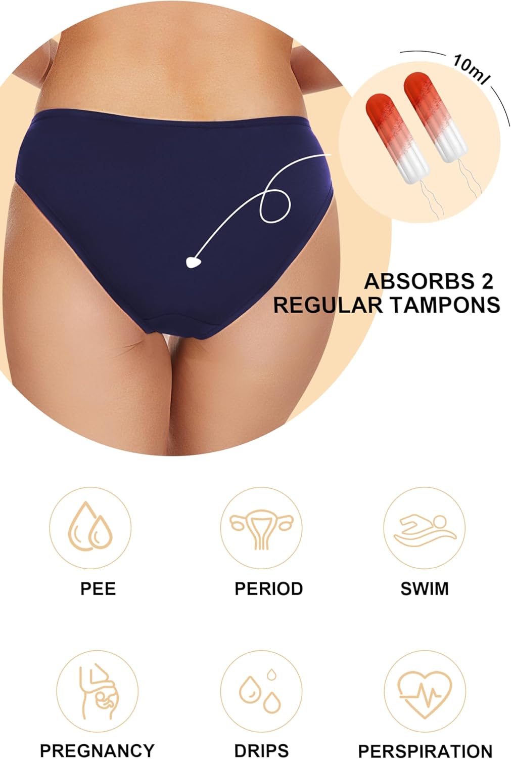 Thumbnail 1 de OVRUNS Period Bikini Bottoms Leakproof Swimwear – Waterproof, High‑Waist Bottoms for Teens, Girls and Women