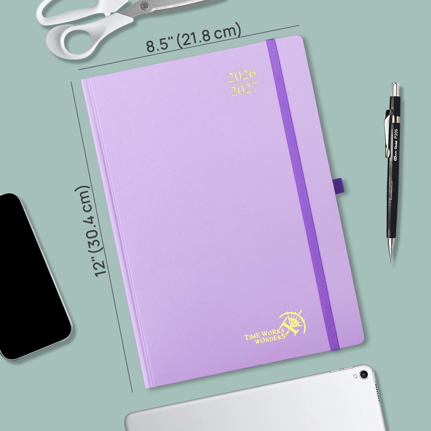 Detalle 2 de POPRUN 2026–2027 Daily Planner, One Page per Day, Hardcover, Light Pink
