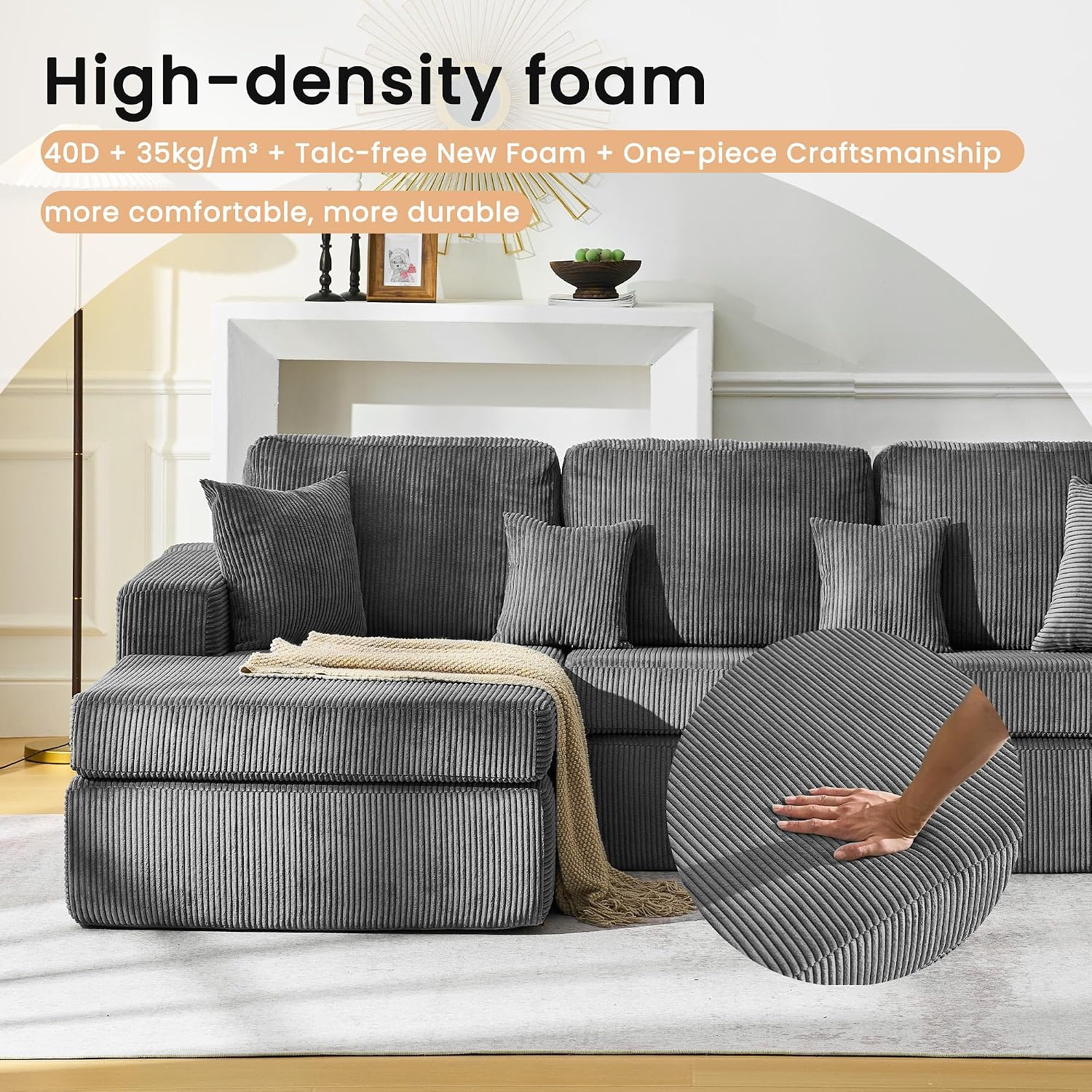 Thumbnail 2 de CLIPOP Boneless Couch L Shaped Left‑Corner 3‑Seater Sofa set 🛋