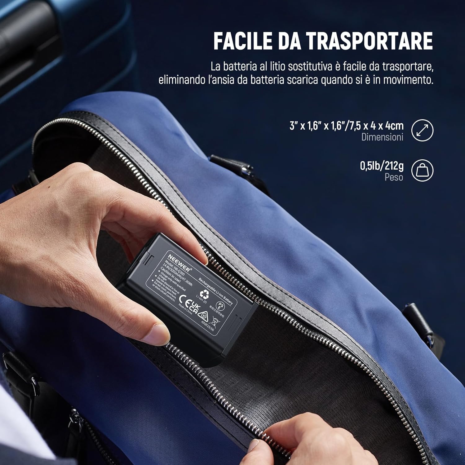 Thumbnail 4 de NEEWER batteria sostitutiva per Q200 2.4G (14,8V/3200mAh) per flash stroboscopico