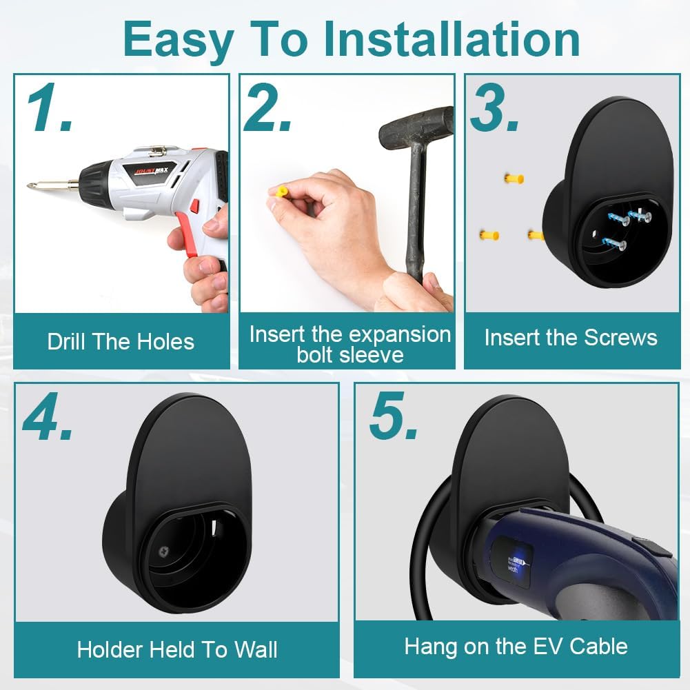 Thumbnail 3 de Adiwo Supporto da parete per cavi Tipo 2 Wallbox (aggiornato) con fissaggio e protezione anti-caduta