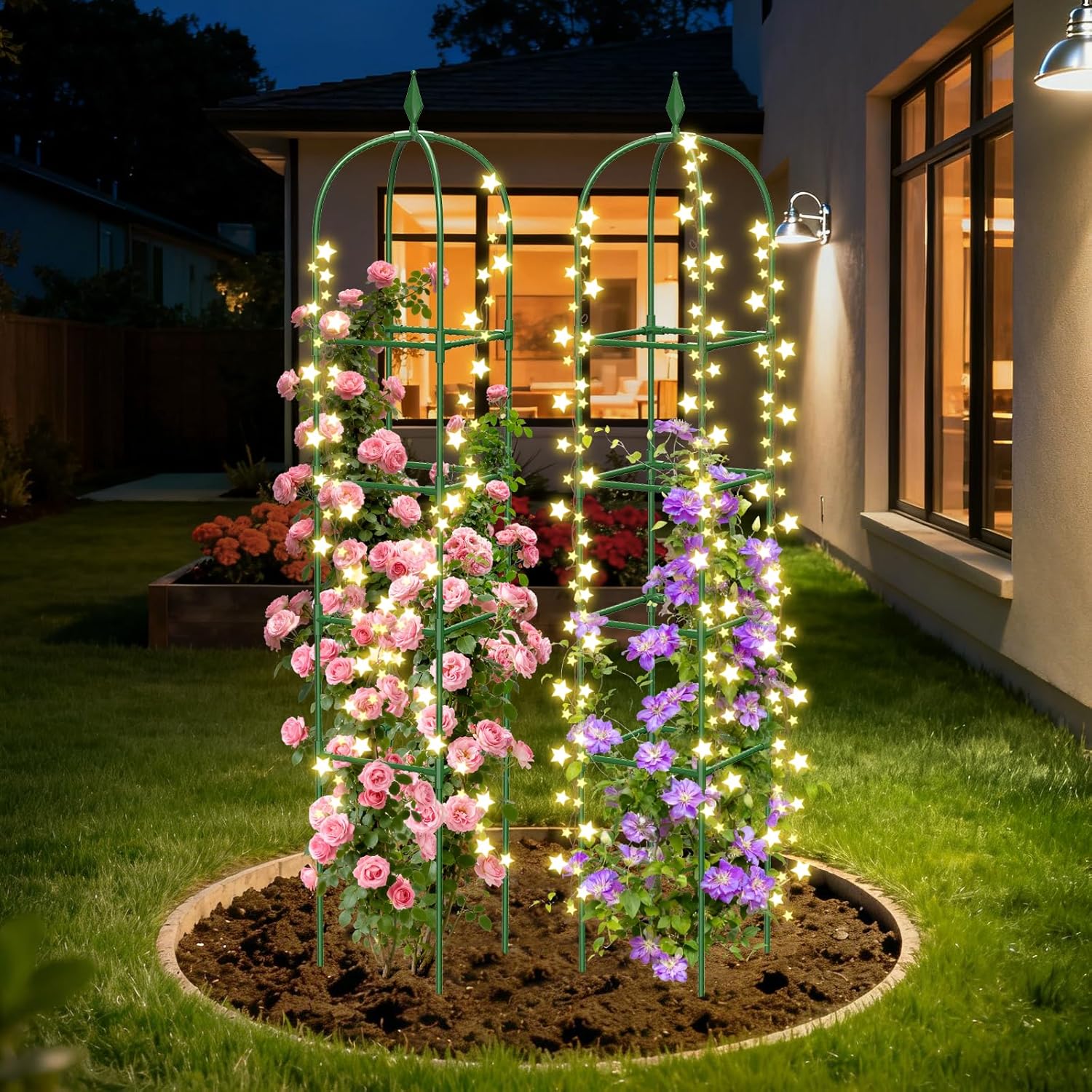 Thumbnail 1 de MQHUAYU 4-Tier Garden Obelisk Trellis (180 cm) for Climbing Plants – Rustproof Metal Plant Support