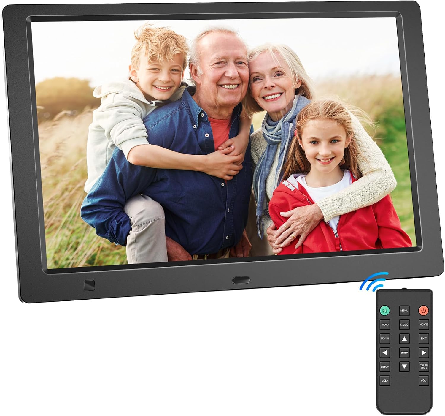 Detalle de Digitaler Bilderrahmen ohne WLAN 10,1 Zoll IPS – 32 GB USB-Stick, Bewegungssensor & Wandmontage