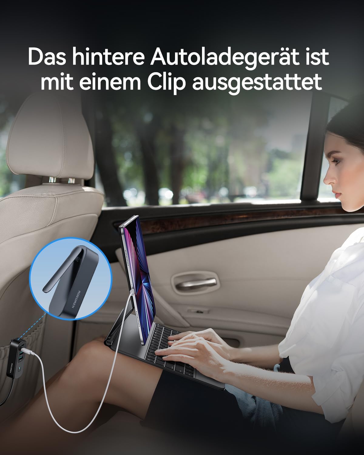 Detalle de Rocoren 105W USB-C Auto-Ladegerät Adapter mit 6 Ports – PD3.0/QC3.0