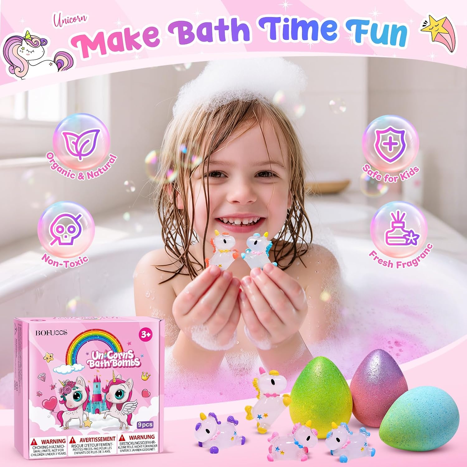 Detalle de Bofuoos Unicorn Bath Bombs 9-pack for kids