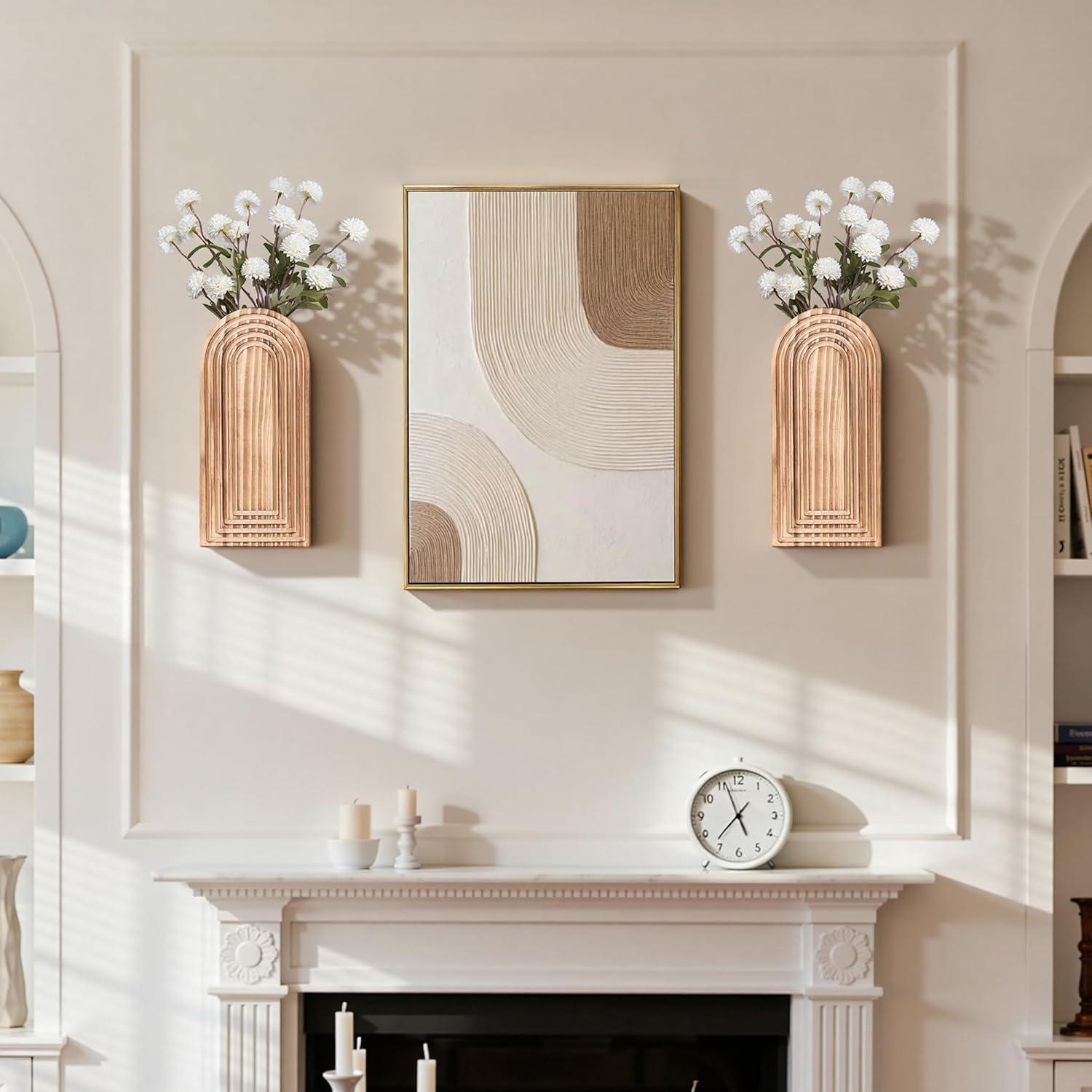 Detalle 2 de Wooden Wall Vase Set of 2 by FancyPlus: Modern Farmhouse Wall Planters for Boho Indoor Decor