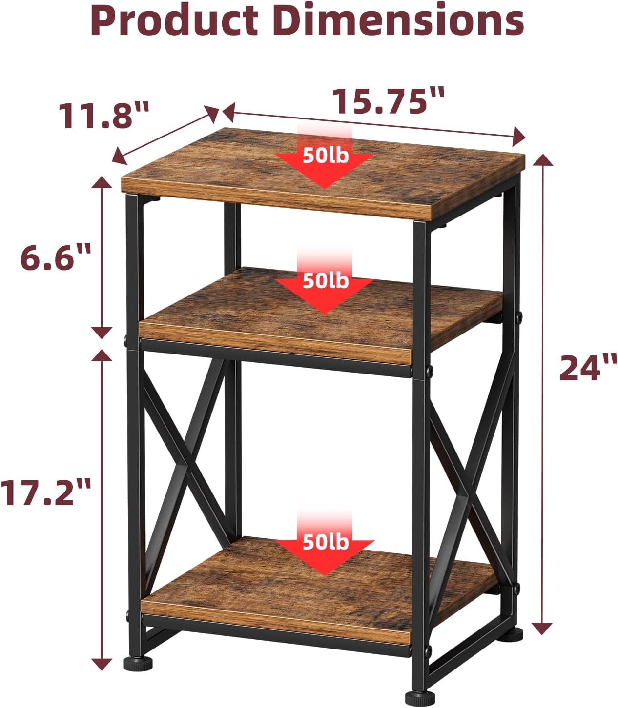 Thumbnail 2 de Simple Trending X-Frame 3-Shelf Accent Table — Rustic Brown