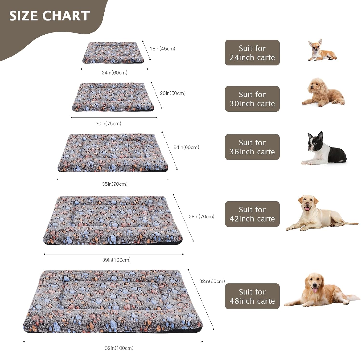 Thumbnail 6 de BVAGSS Memory Foam Dog Bed 75x50cm – Washable Crate Pad with Anti-Slip Base