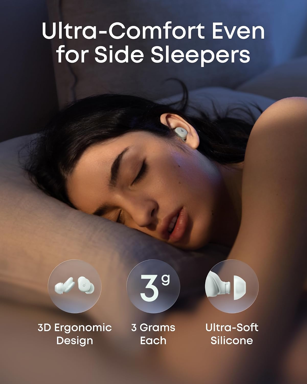 Detalle de Soundcore Sleep A30 D1301 Sleep Earbuds with ANC and Adaptive Snore Masking