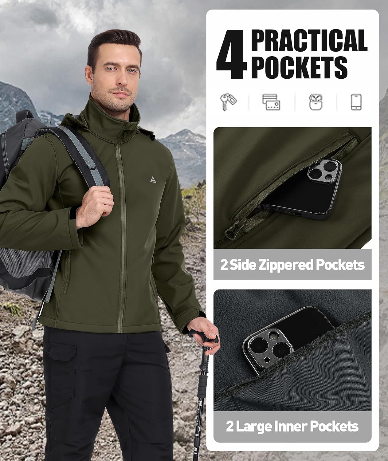 Thumbnail 4 de SwissWell Softshelljacke Herren Wasserdichte Winddichte