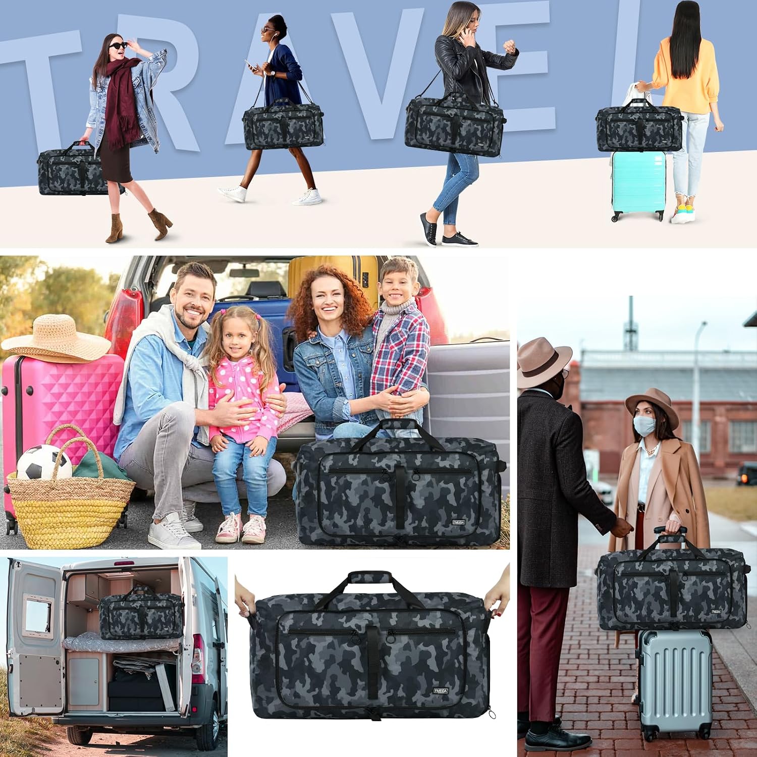 Detalle 2 de Fmeida 65L Foldable Travel Duffle Bag