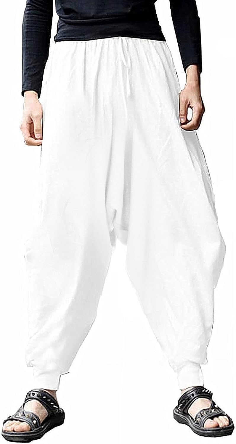 Thumbnail 6 de perdontoo Mens Casual Harem Pants with Fancy Print – Elastic Waist Wide-Leg Trousers