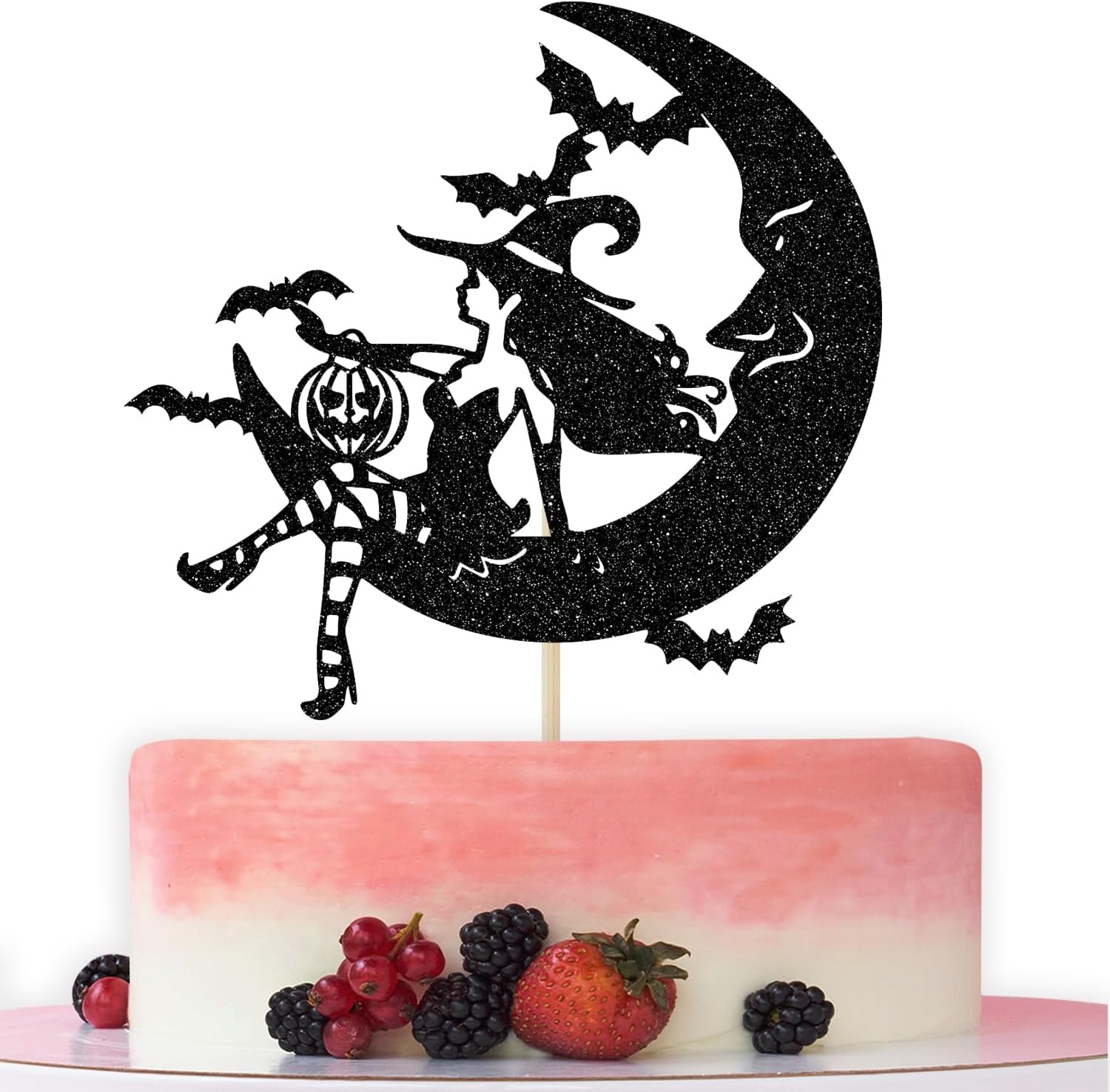 Detalle de Witch Cake Topper in Black Glitter