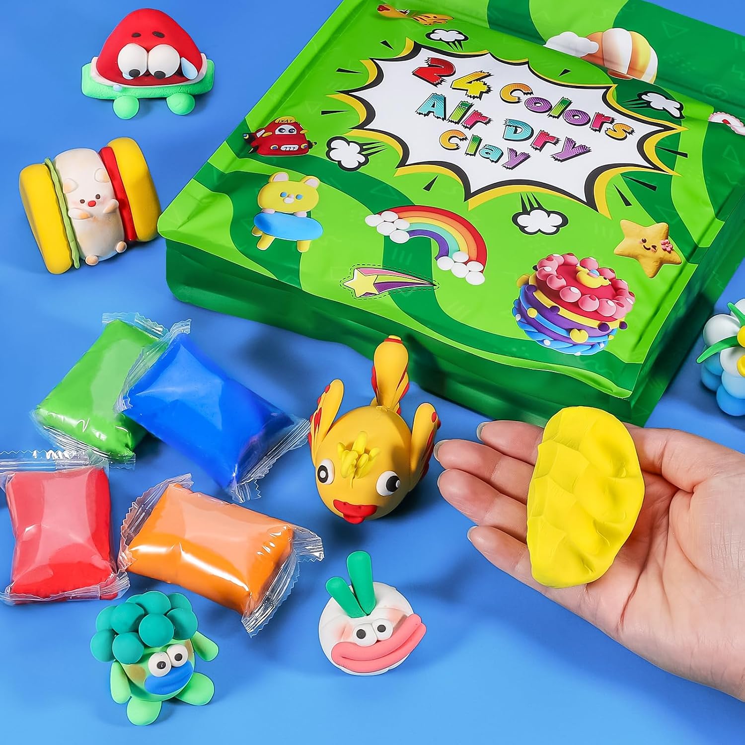 Detalle de QMAY Air Dry Clay: 24 Colours Ultra Light Modelling Kit for Kids