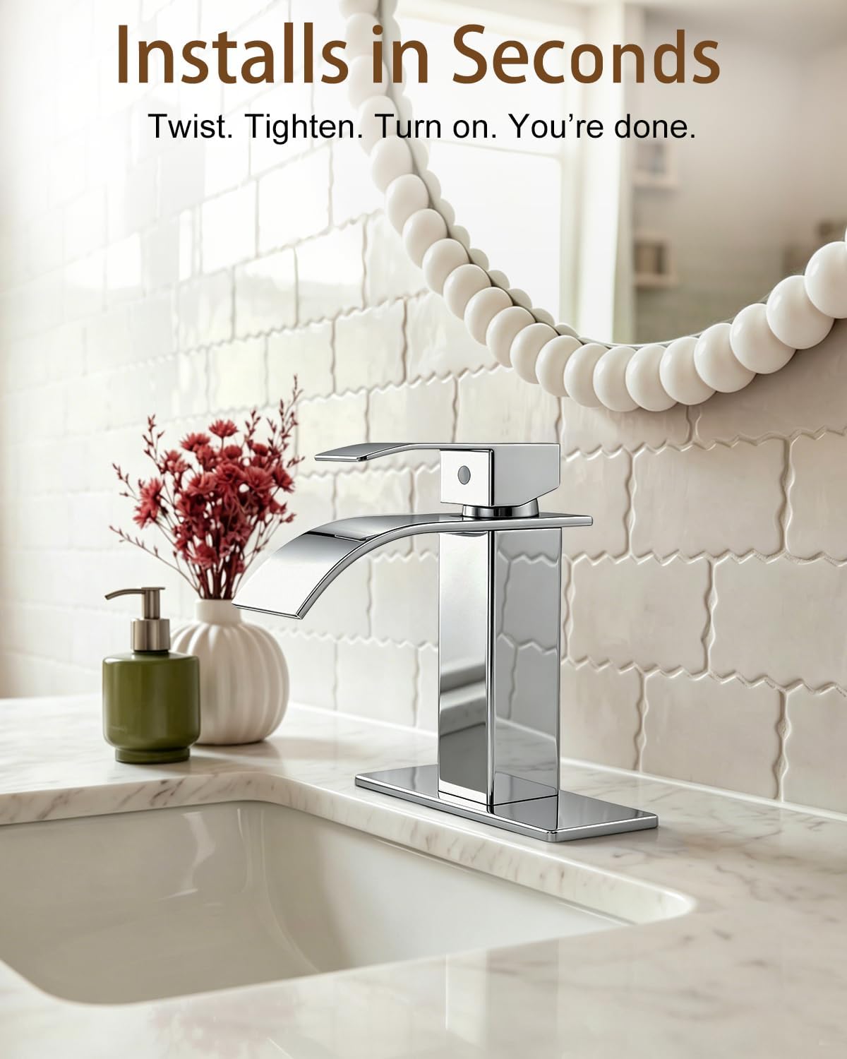 Thumbnail 6 de Fransiton 7771 Waterfall Bathroom Sink Faucet, Chrome, Single Handle
