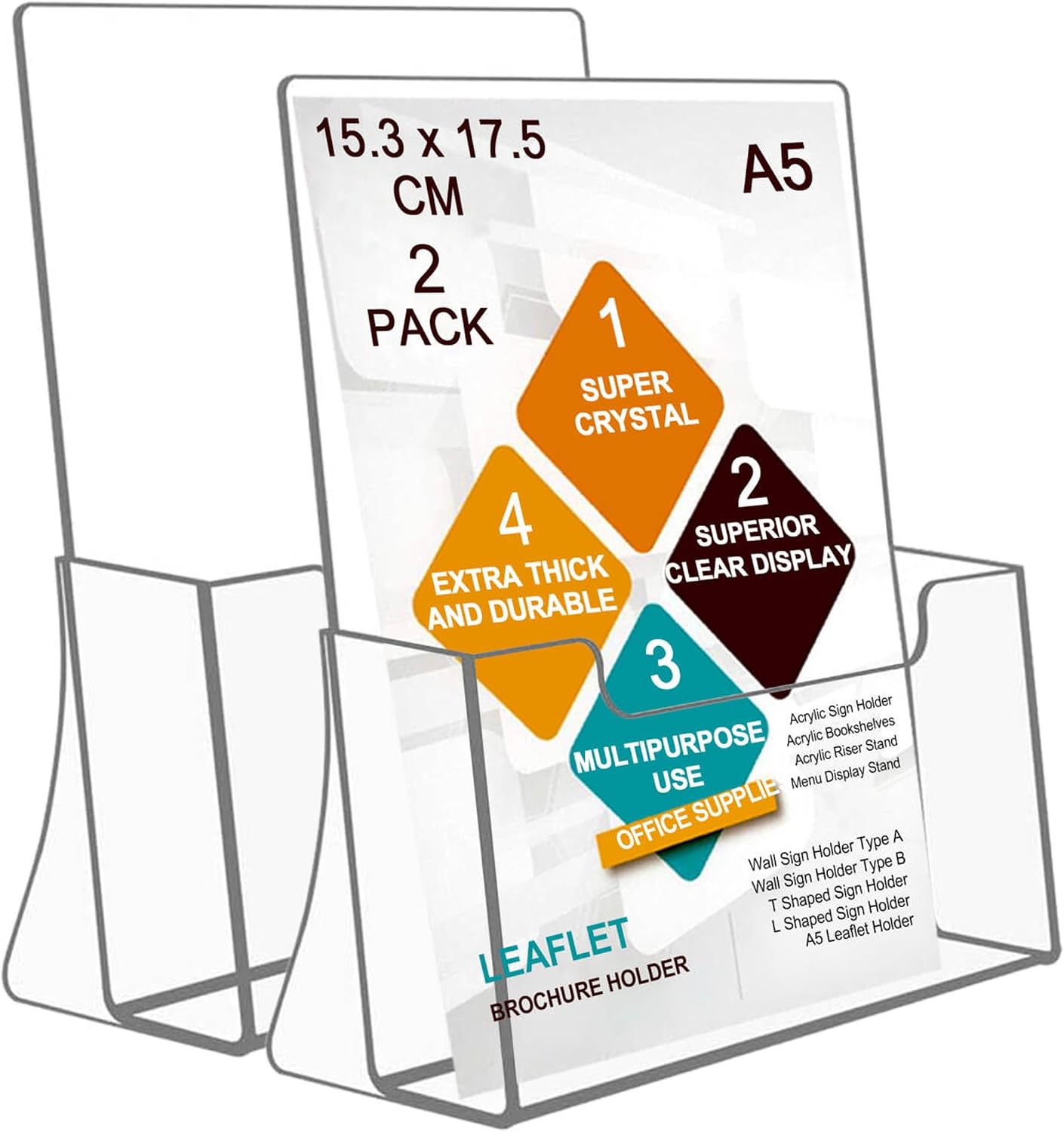 ROSSHINE A5 Leaflet Holder 2 Pack