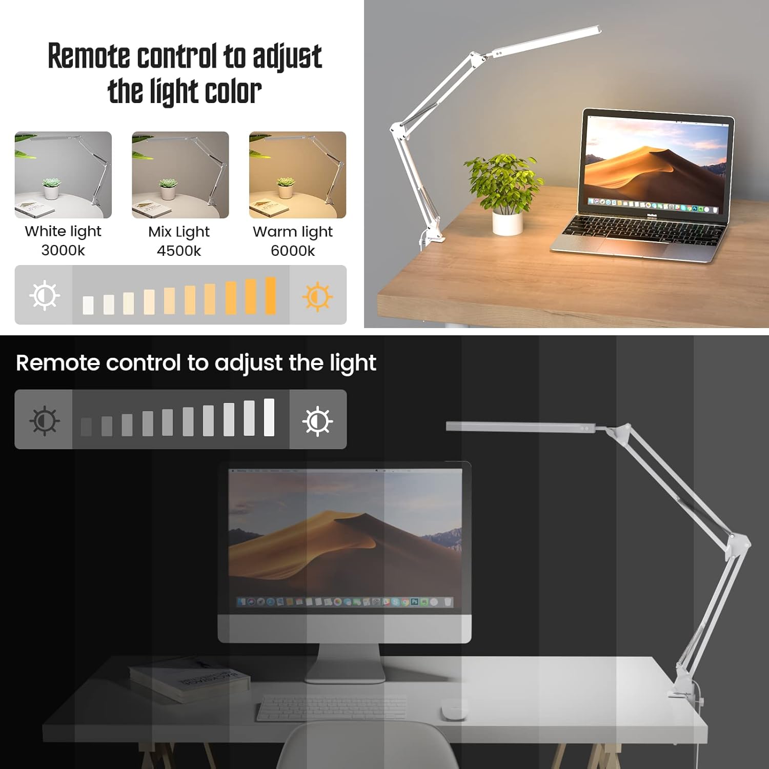 Detalle de SKYLEO LED-Schreibtischlampe mit Clip – leistungsstark, flexibel, augenschutzorientiert