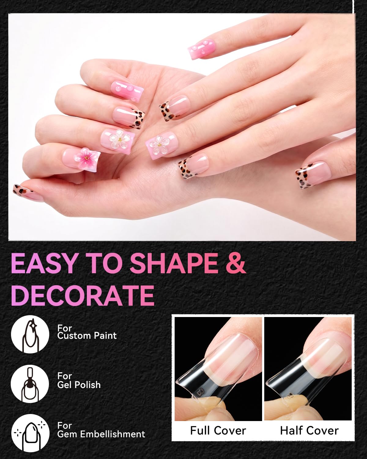 Detalle 2 de Makartt Duck Nail Tips, 504 Pieces