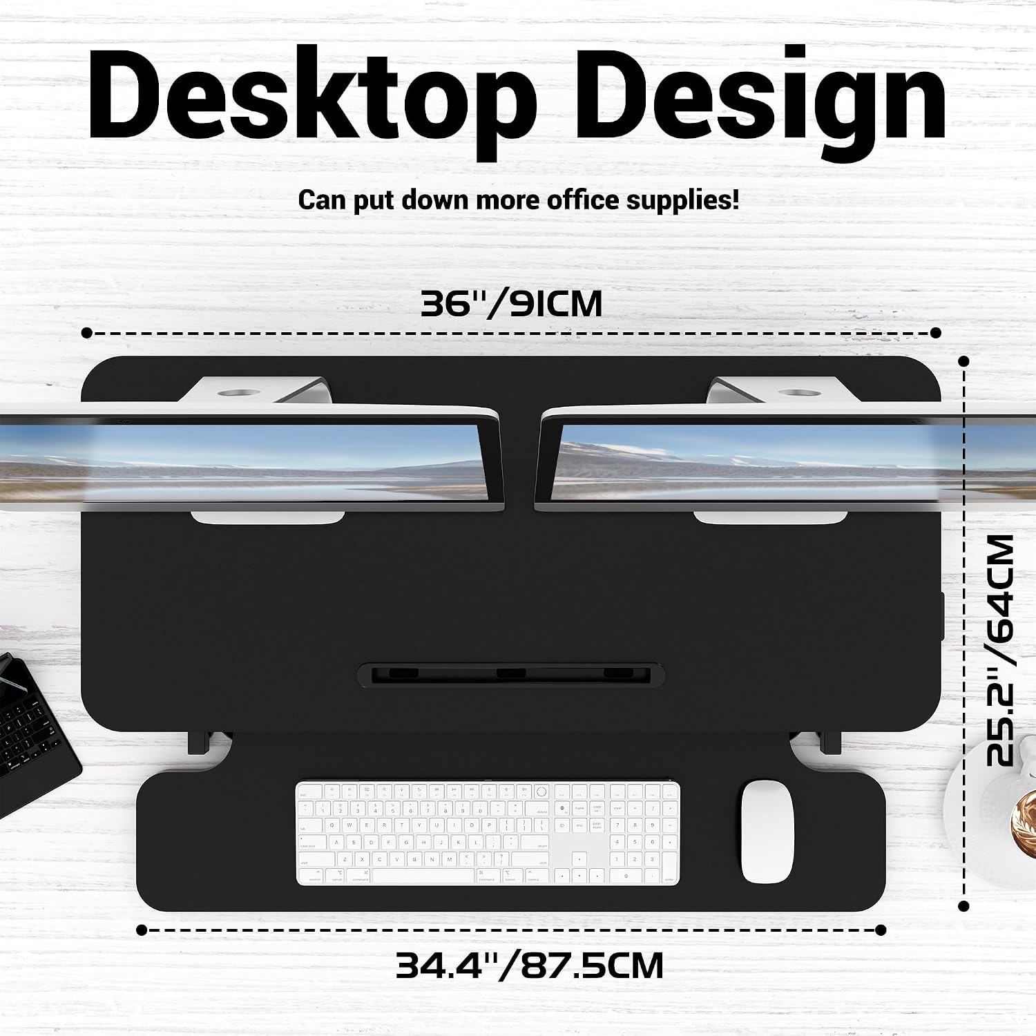 Detalle de ERGOMAKER Standing Desk Converter (36"/91cm wide) sit-stand desk riser for dual monitors