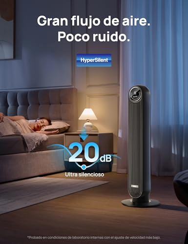Thumbnail 2 de Dreo 20dB ventilador de pie silencioso de torre con 4 velocidades, oscilación 90° y temporizador de 8 horas (mando a distancia)