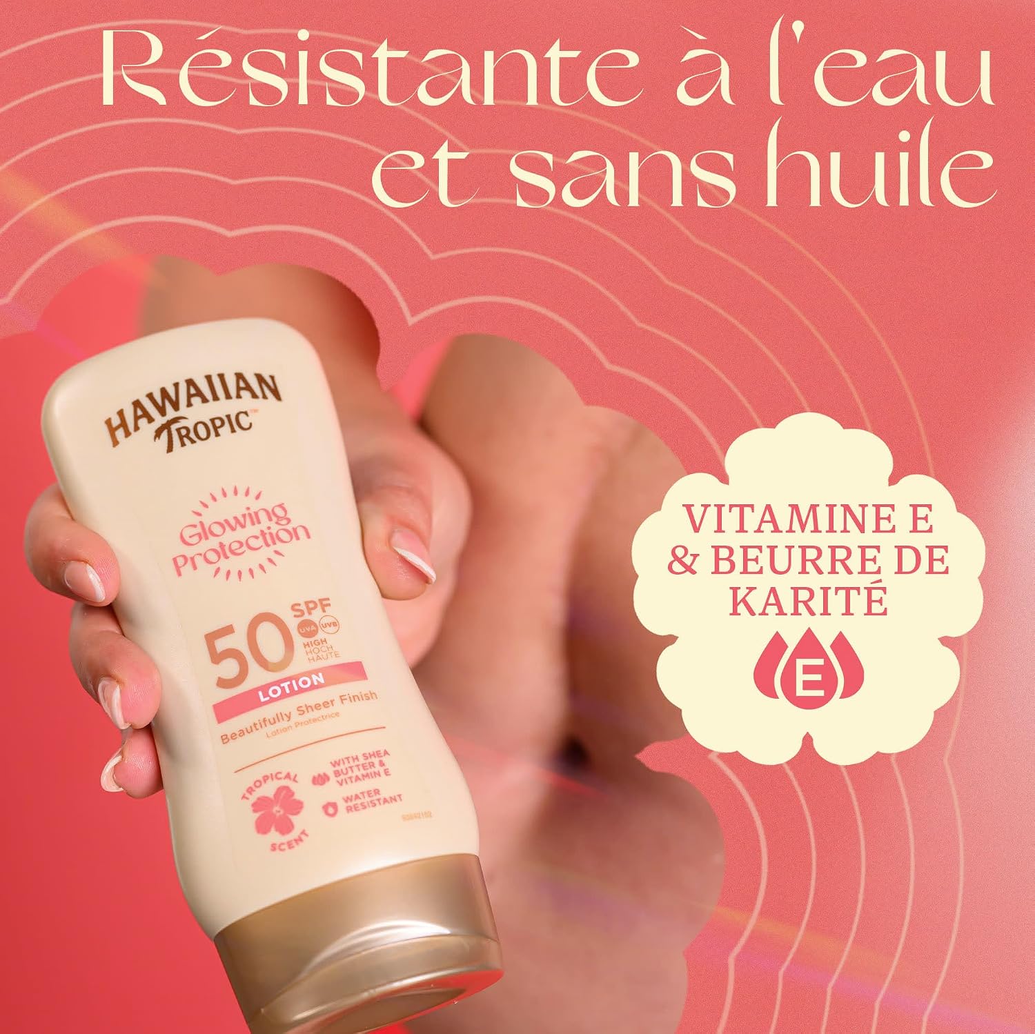 Thumbnail 3 de Hawaiian Tropic Lotion protectrice Glowing Protection SPF 50 – Crème solaire résistante à l’eau, soin au beurre de karité (170 ml)