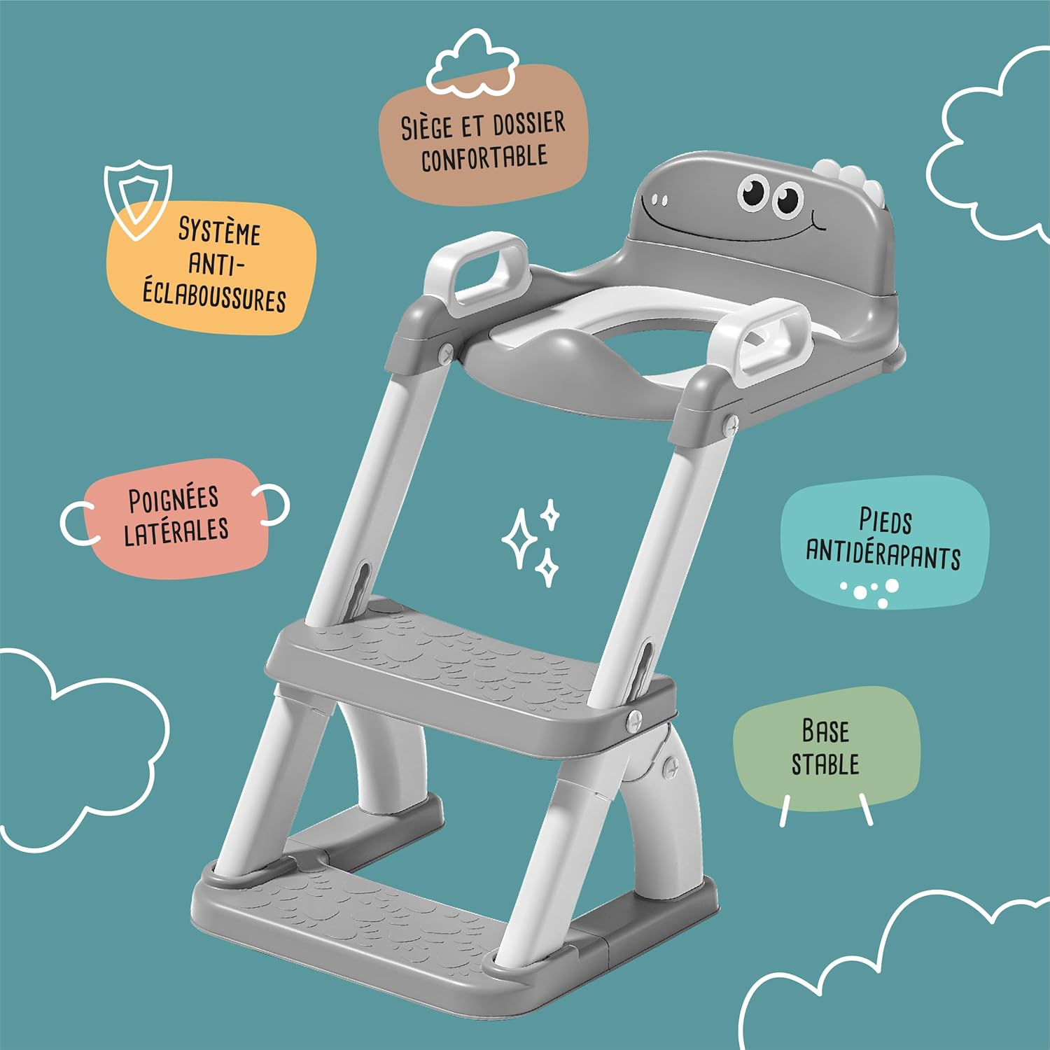 Thumbnail 1 de Réducteur de toilette enfant avec marche pliable – siège WC pour apprentissage de la propreté (garçons et filles)