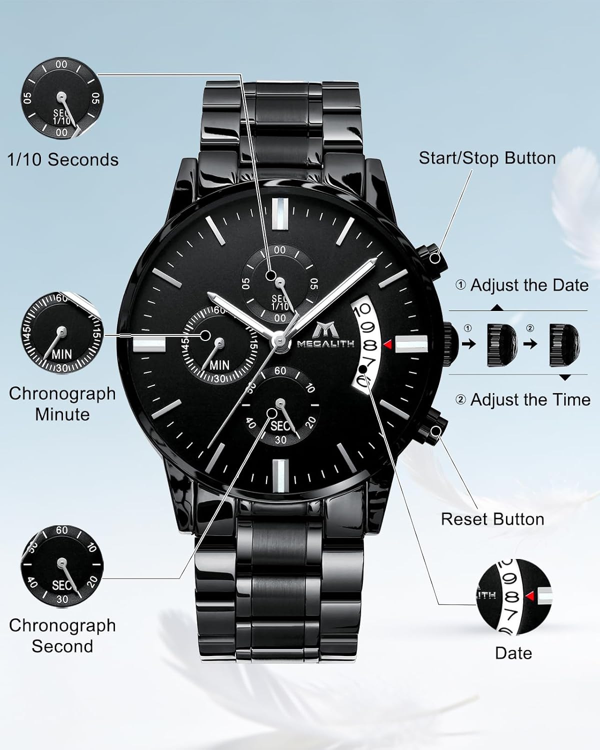 Thumbnail 6 de MEGALITH Herrenuhr Chronograph 43,5 mm