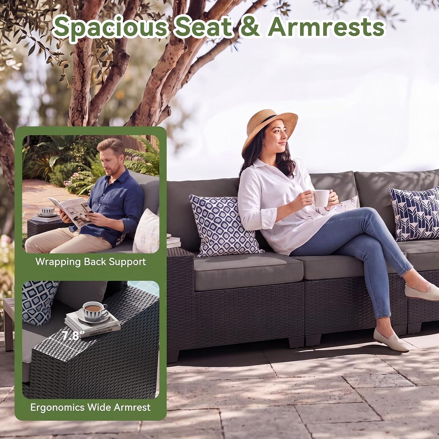 Thumbnail 6 de LazySunsets G12039 10-Piece Patio Set with 44-Inch Fire Pit and Swivel Rockers