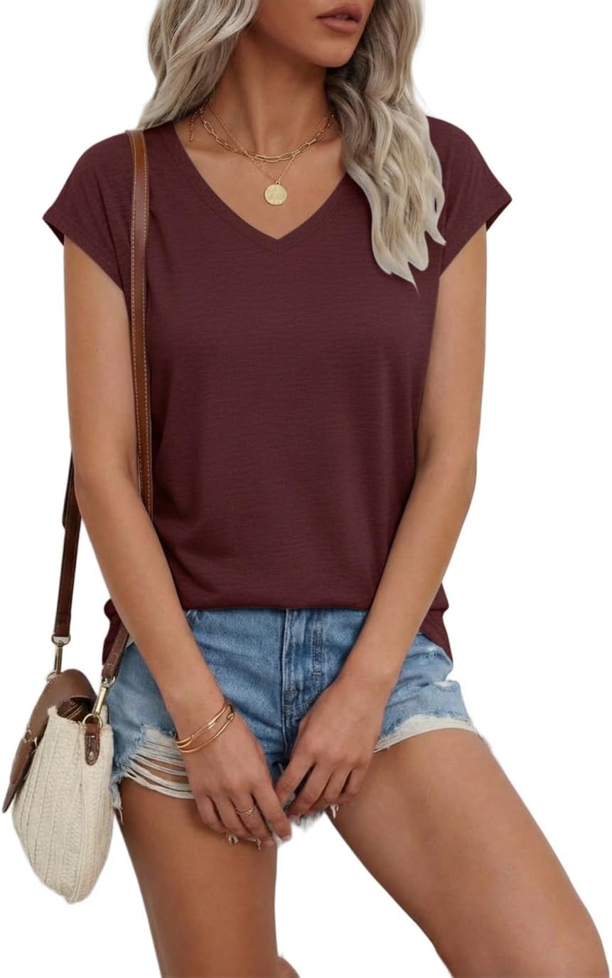 Thumbnail 3 de T-shirt d’été Suncife pour femme à col en V, manches courtes et coupe ample