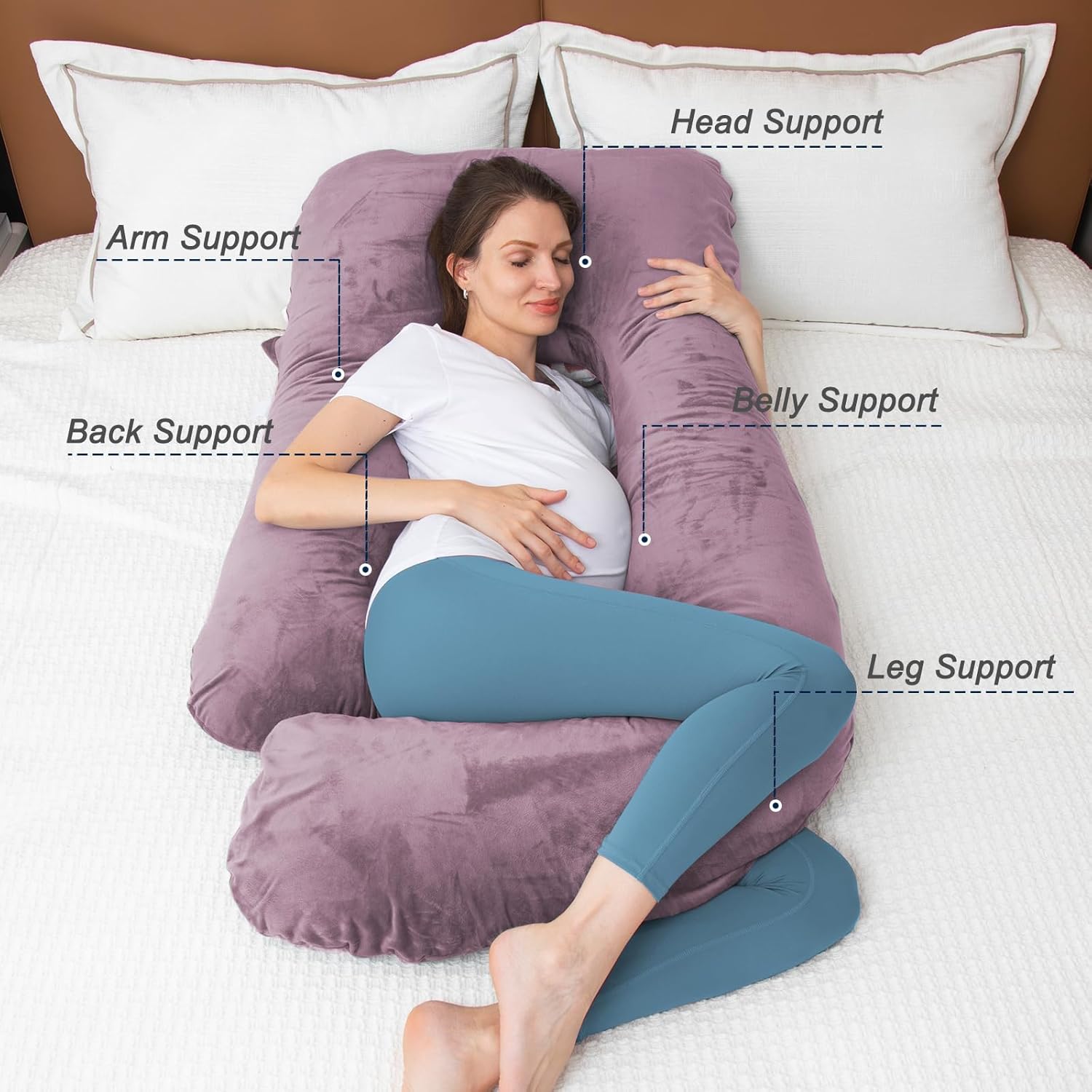 Thumbnail 5 de TaiBest U Shaped Full Body Pregnancy Pillow with Removable Cover – 55 Inch for Maternity Support