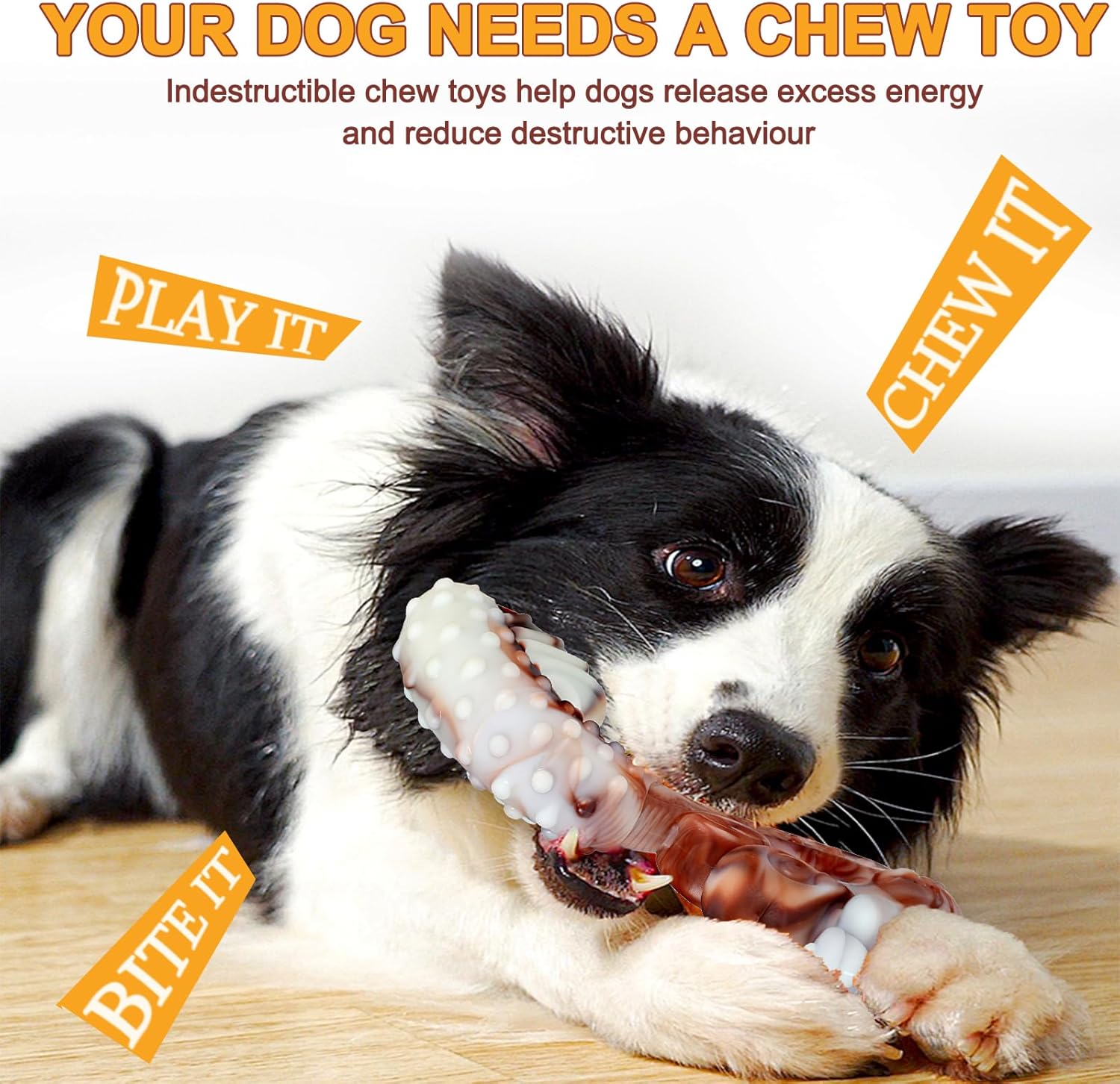 Thumbnail 1 de Herspany Indestructible Dog Chew Toy (Tough Beef-Flavoured Nylon) – Squirrel shape for aggressive chewers