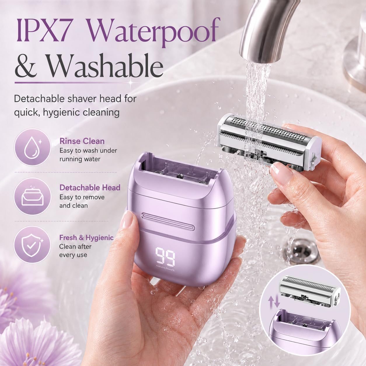 Detalle de UpperX Women's Electric Shaver with LED Display