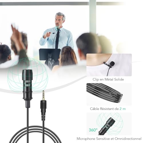 Detalle de AGPTEK Microphone PC 3.5mm Jack avec Clip et Fourrure Pare-Brise – kit polyvalent