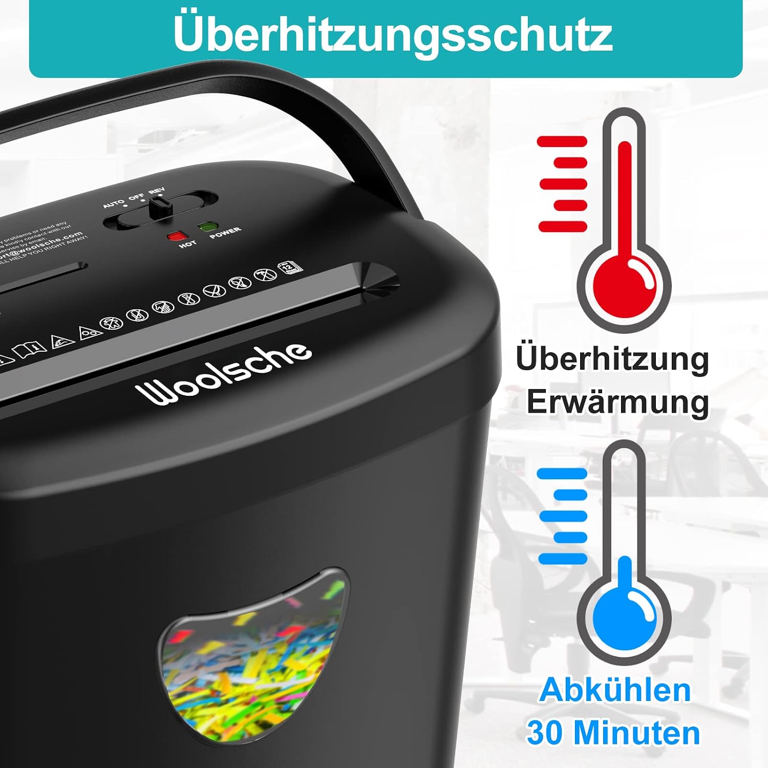 Thumbnail 6 de Aktenvernichter mit 12-Blatt Kapazität und 25-Liter Behälter – Kreuzschnitt, ideal fürs Home Office