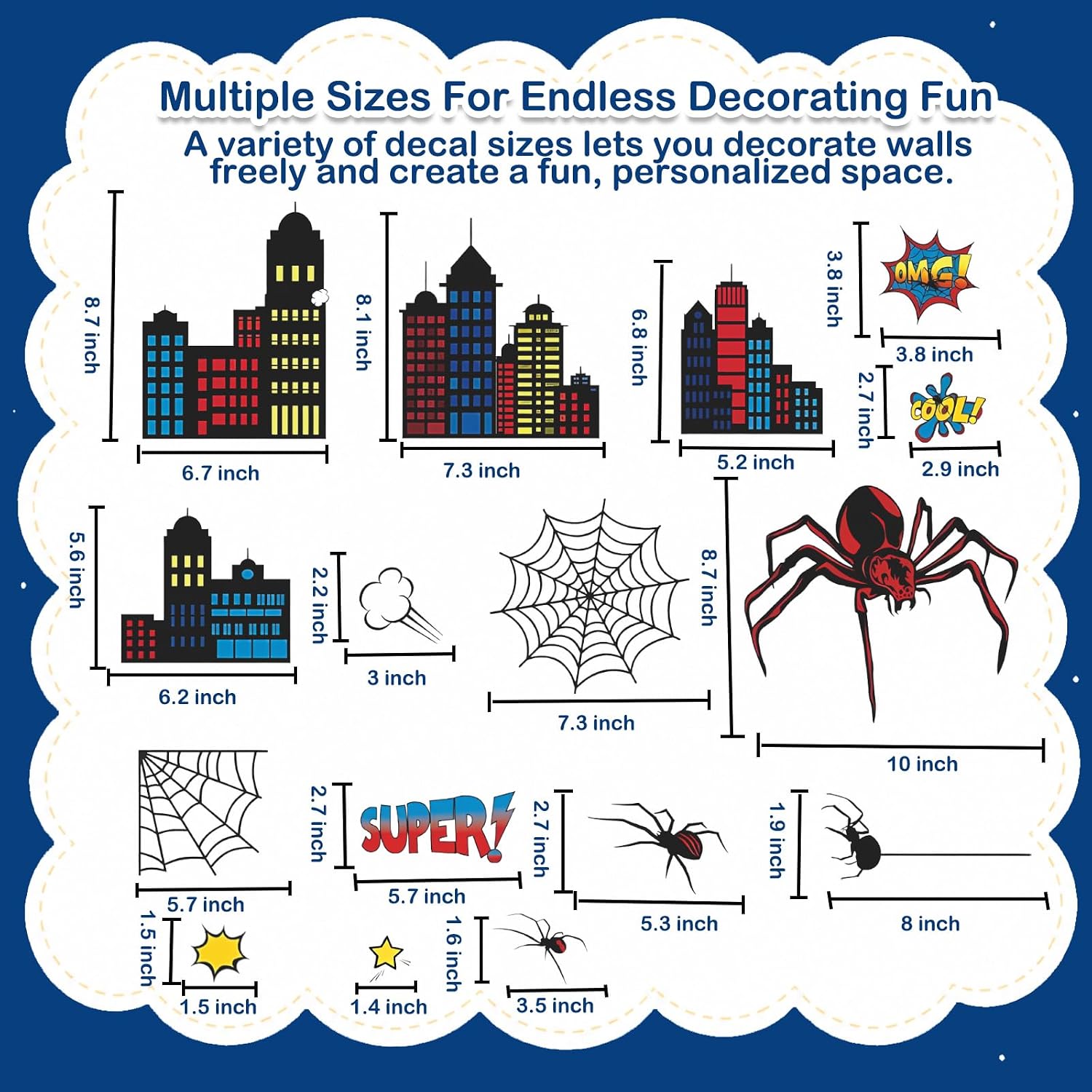 Detalle de Spider Wall Decals, 96-Piece Set