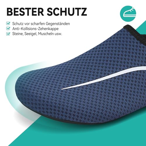 Detalle de VOLHAL Badeschuhe Damen & Herren Blau, Größe 41 EU – Wasserschuhe mit rutschfester Sohle