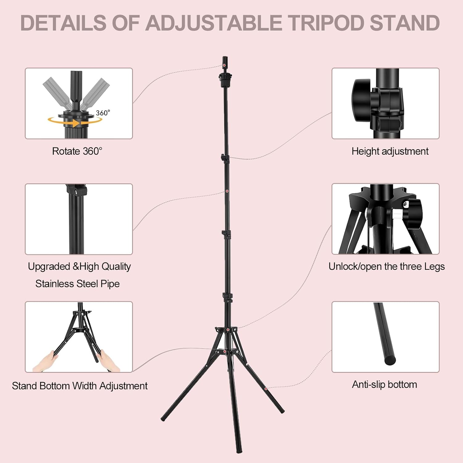 Detalle de SZCY LLC 23-Inch Canvas Block Wig Head with 47-Inch Tripod Stand