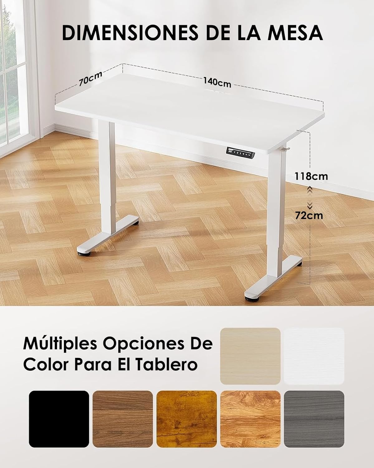 Detalle 2 de ErGear escritorio elevable 140x70 blanco
