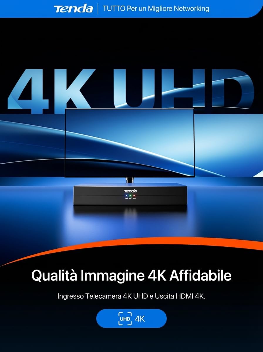 Thumbnail 4 de Tenda TN3108-8P NVR 4K 8CH PoE con registrazione H.265+, trasmissione 250 m e app di controllo remoto