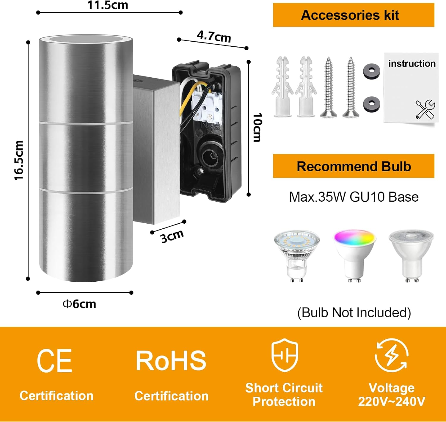 Thumbnail 1 de Kerry Outdoor Wall Lights IP65 2 Pack