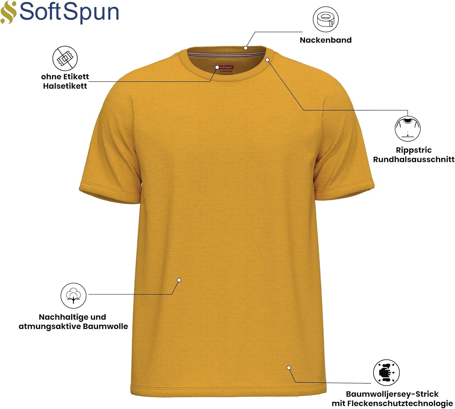 Thumbnail 4 de 6er Pack Herren T-Shirts aus 100% Baumwolle – Rundhals, vorgeshrumpft und strapazierfähig