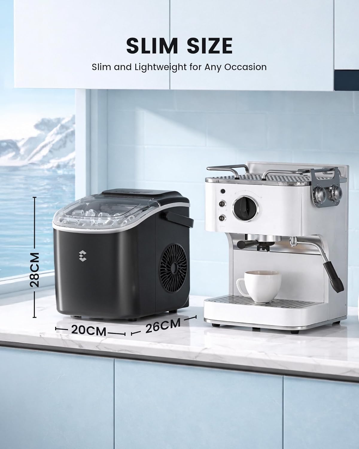Detalle de EASYERA Ice Maker Machine Countertop – Compact, Quiet and fast 6‑Minute Bullet Ice