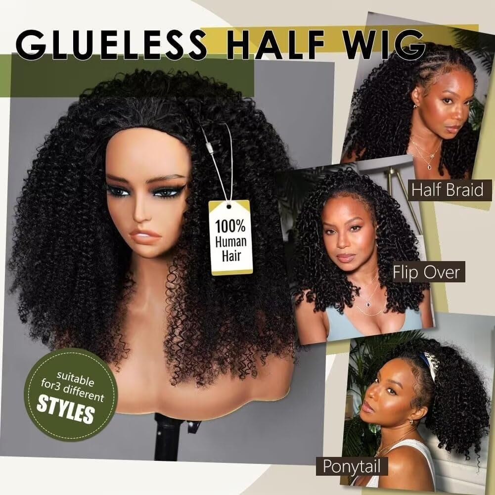 Detalle 2 de XNAIRA 3-in-1 Seamless Half Wig, Kinky Curly 18"